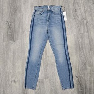 7 For All Mankind Light and Dark Blue Skinny Jeans